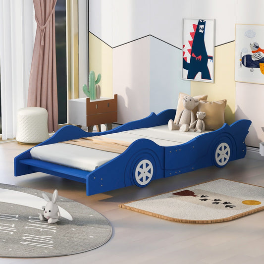 Miles Full Size Race Car Bed - Blue