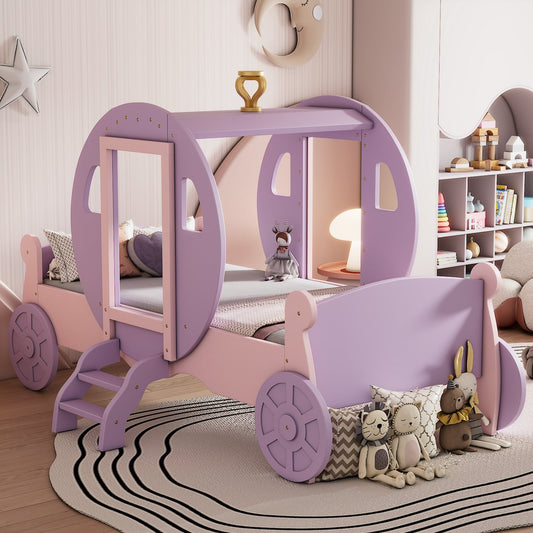 Princess Carriage Theme Bed - Pink & Purple