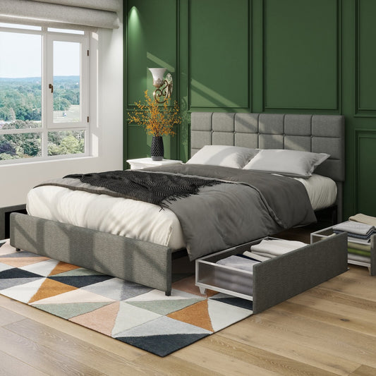 Vera Full Size Linen Storage Bed -Gray