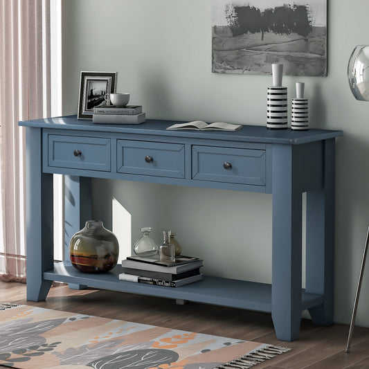 Avery 55" Modern 3-Drawer Console Table - Blue
