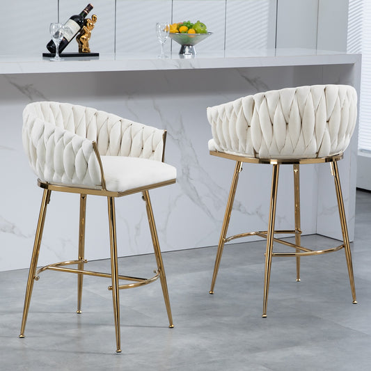 Medody 26" Counter Height Bar Stools - Beige & Gold