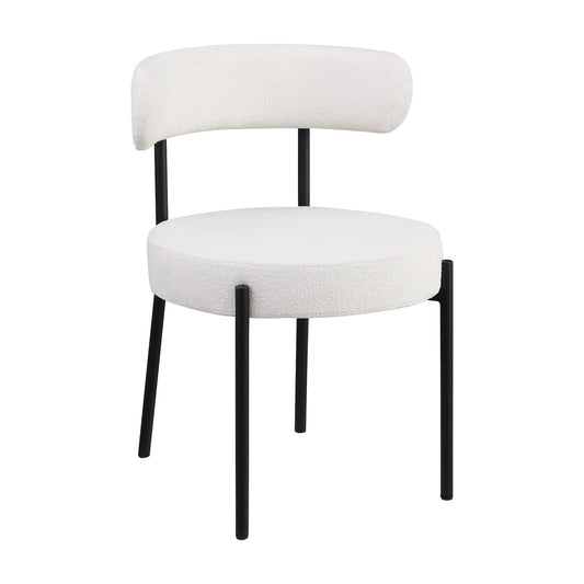 Tinsel Mid-Century Modern Dining Chairs (Set of 2) White Boucle & Black
