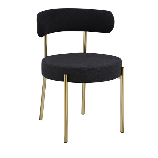 Tinsel Mid-Century Modern Dining Chairs (Set of 2) Black Boucle & Gold