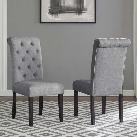 Leviton Solid Wood Tufted Asons Dining Chair, Set of 2, Gray