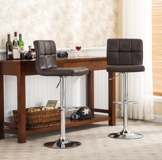 Parker Faux Leather Swivel Bar Stools (Set of 2) Brown