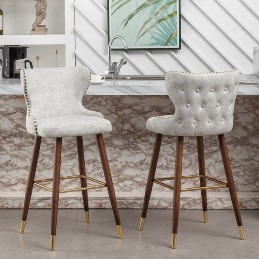 Nevis Mid-century Modern Faux Leather Counter Height Stools (Set of 2) White