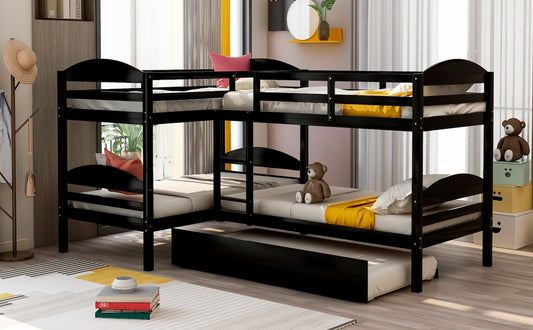 Chandler Quadruple Twin Bunk Bed with Trundle - Espresso