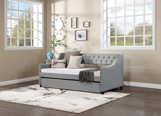 Monica Contemporary Twin Size Daybed & Trundle Set - Gray