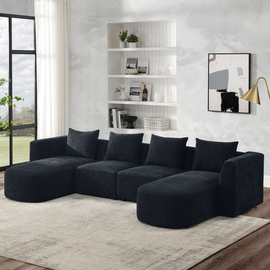 CY Home Modern Upholstered U-Shape Sectional - Black