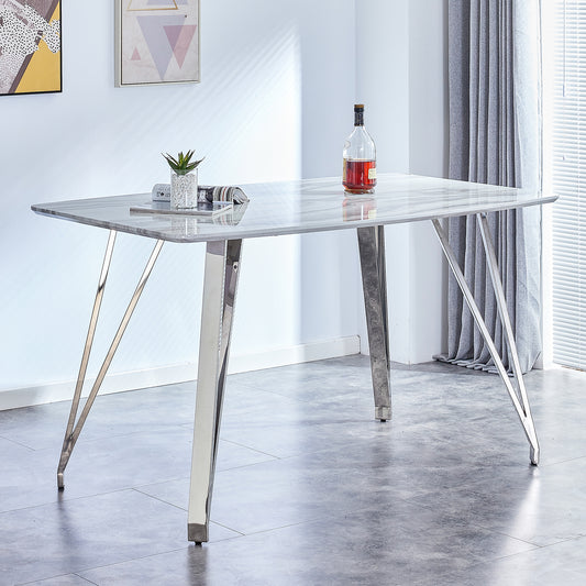 Ailah Modern Bar Table with Faux Marble Top