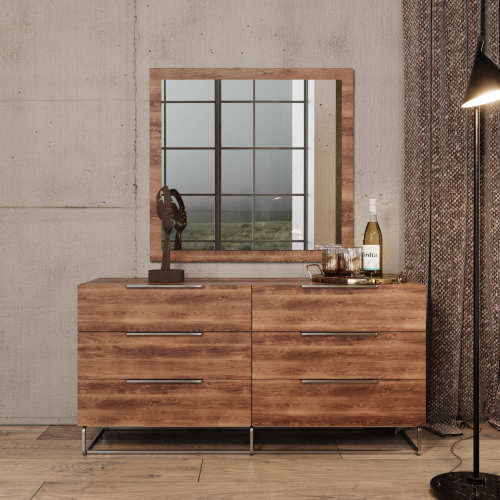Mazzini Italian Modern Light Oak 6 Drawer Dresser