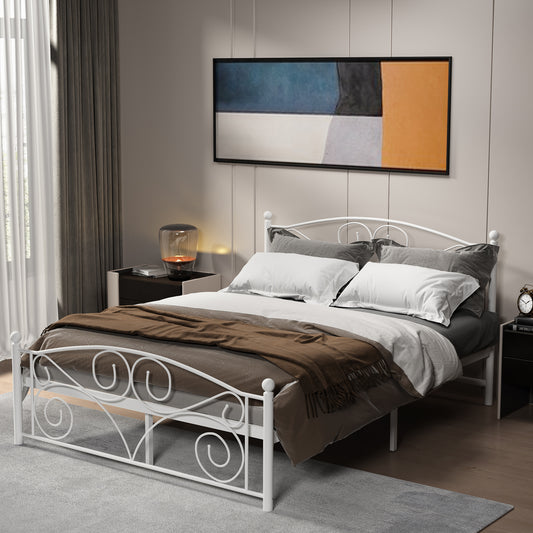 Mandy Full Size Traditional White Metal Platform Bed