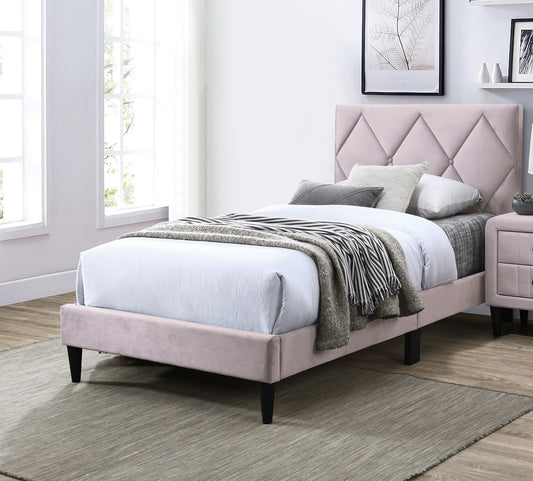 Olivia Full Platform Bed w Adjustable Headboard, Pink