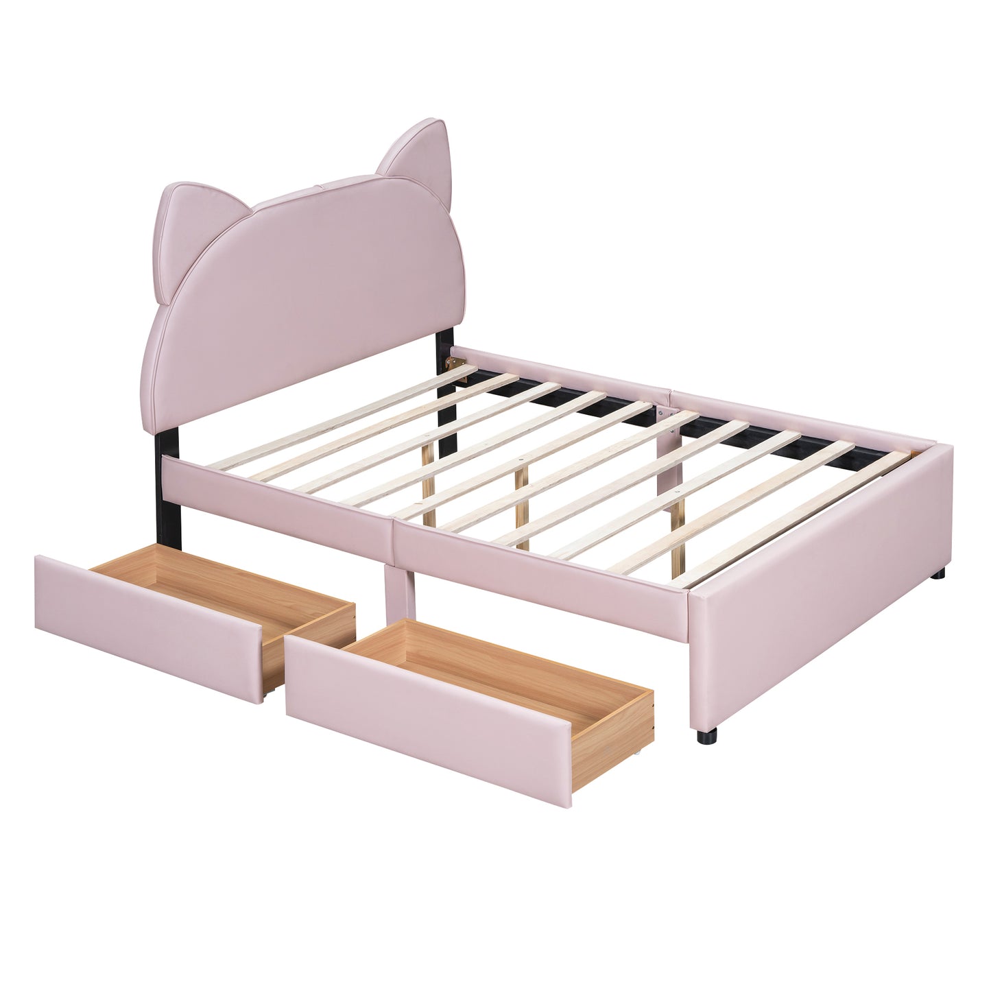 Brandy Full Size Platform Bed with Cartoon Ears - Pink