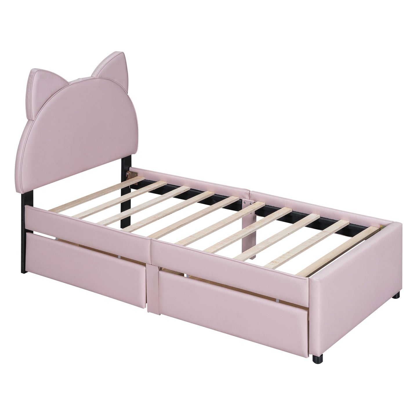 Brandy Twin Size Platform Bed with Cartoon Ears - Pink