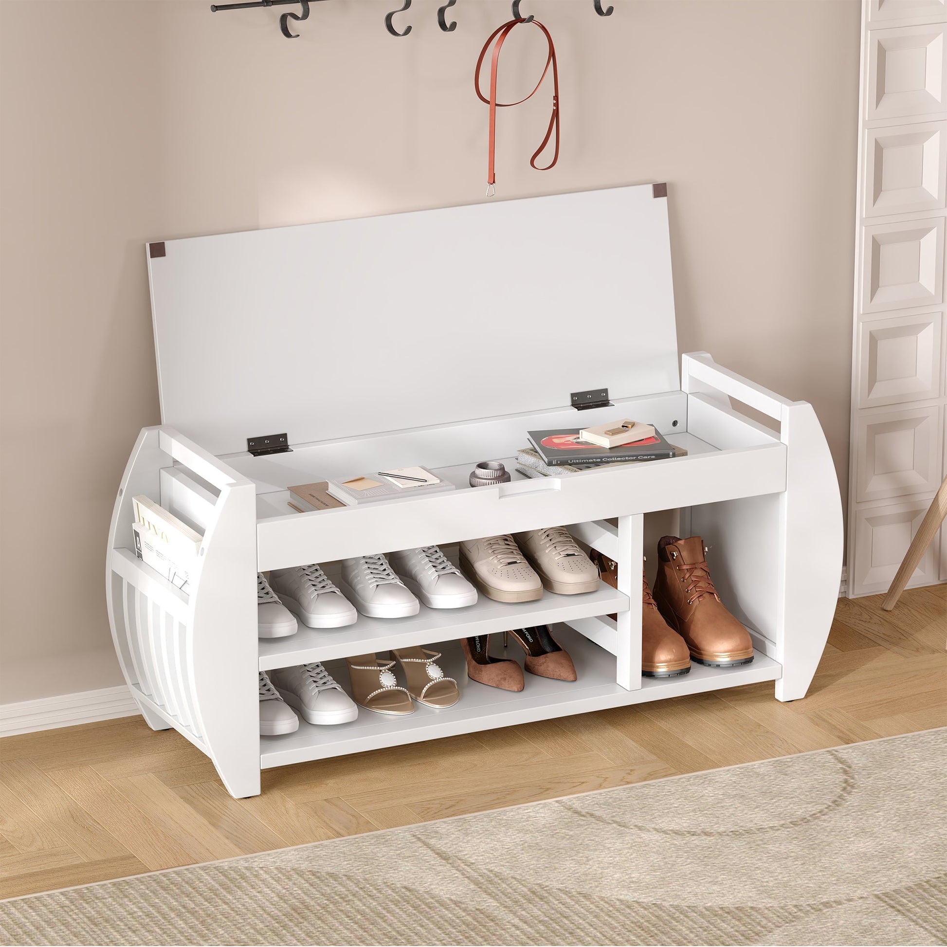 Keziah Retro Multifunctional Storage Bench, White