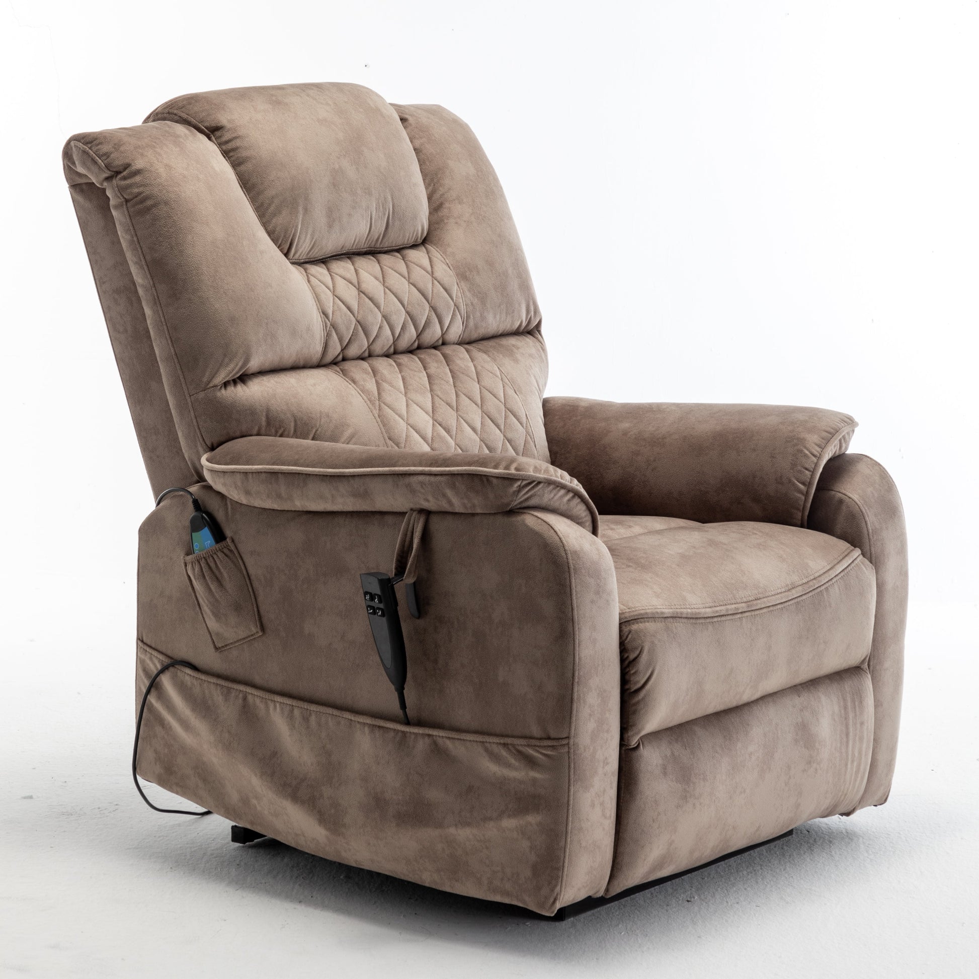 Ophira Velvet Power Lift Chair with Pocket, Brown