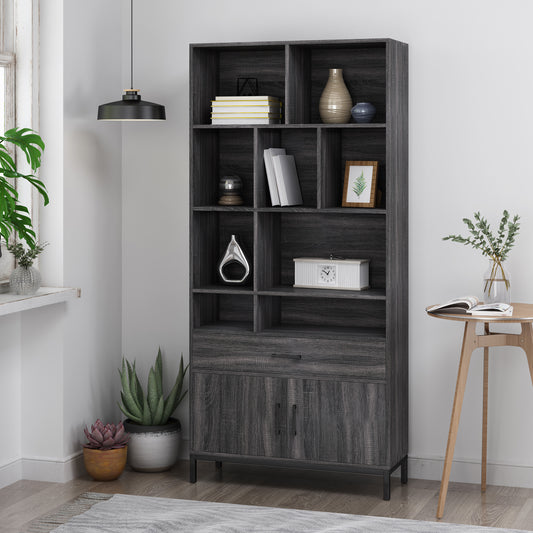 Blaire Modern Gray Oak Finish Bookshelf