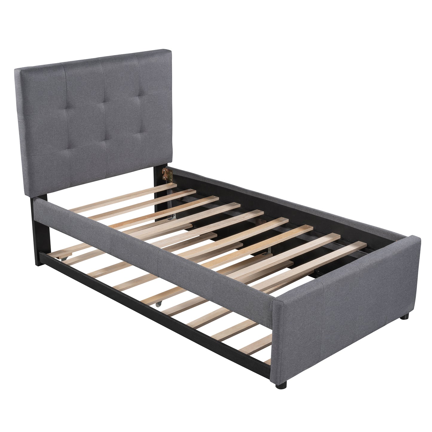 Linda Twin Platform Bed & Trundle Set - Gray