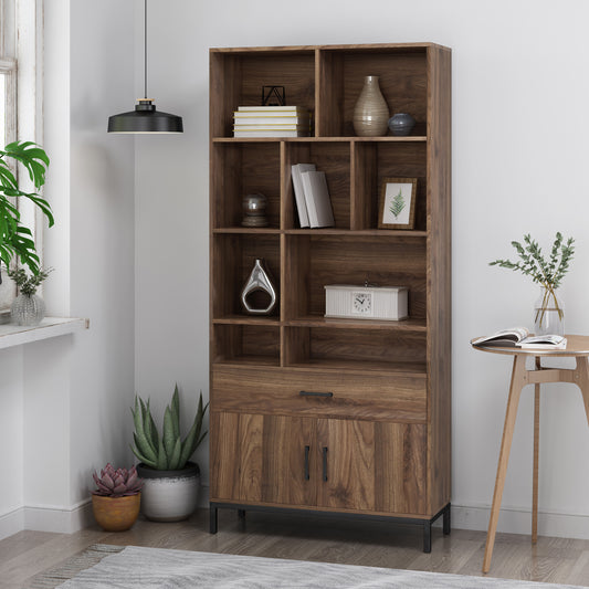 Adalyn Modern Walnut Finish Bookcase