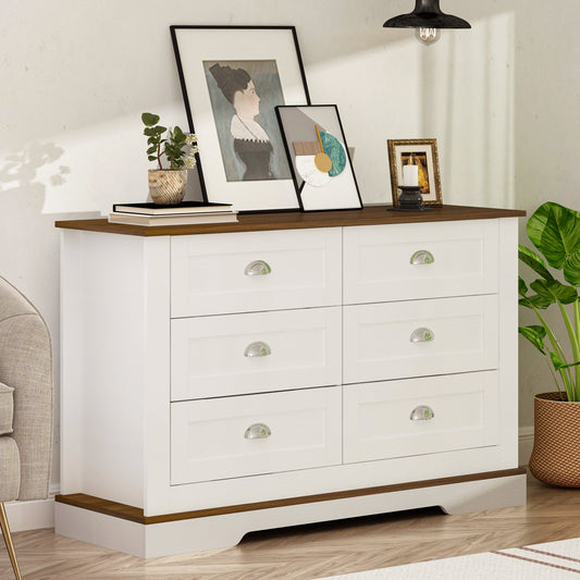 Dakota Farmhouse 6-Drawer Dresser, White