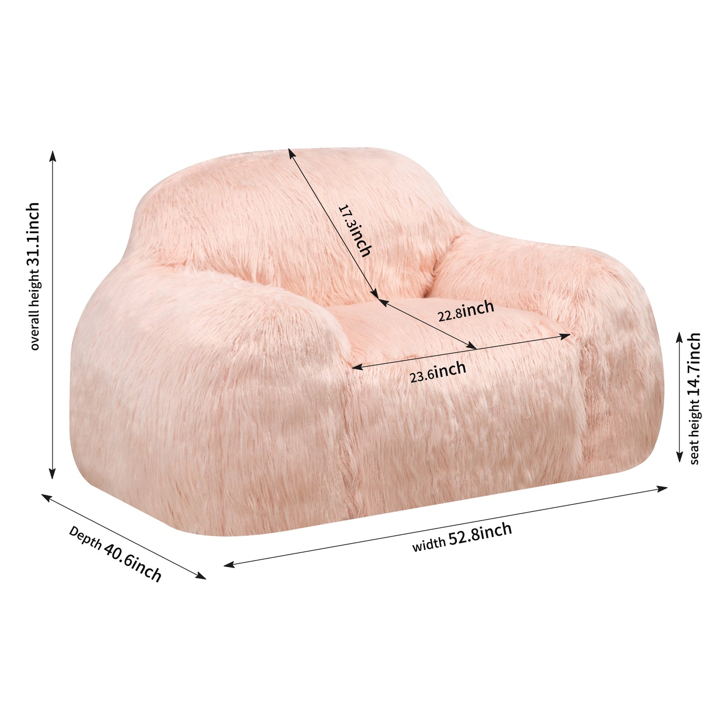 Dashiell Ultra Plush Faux Fur Beanbag Chair, Pink