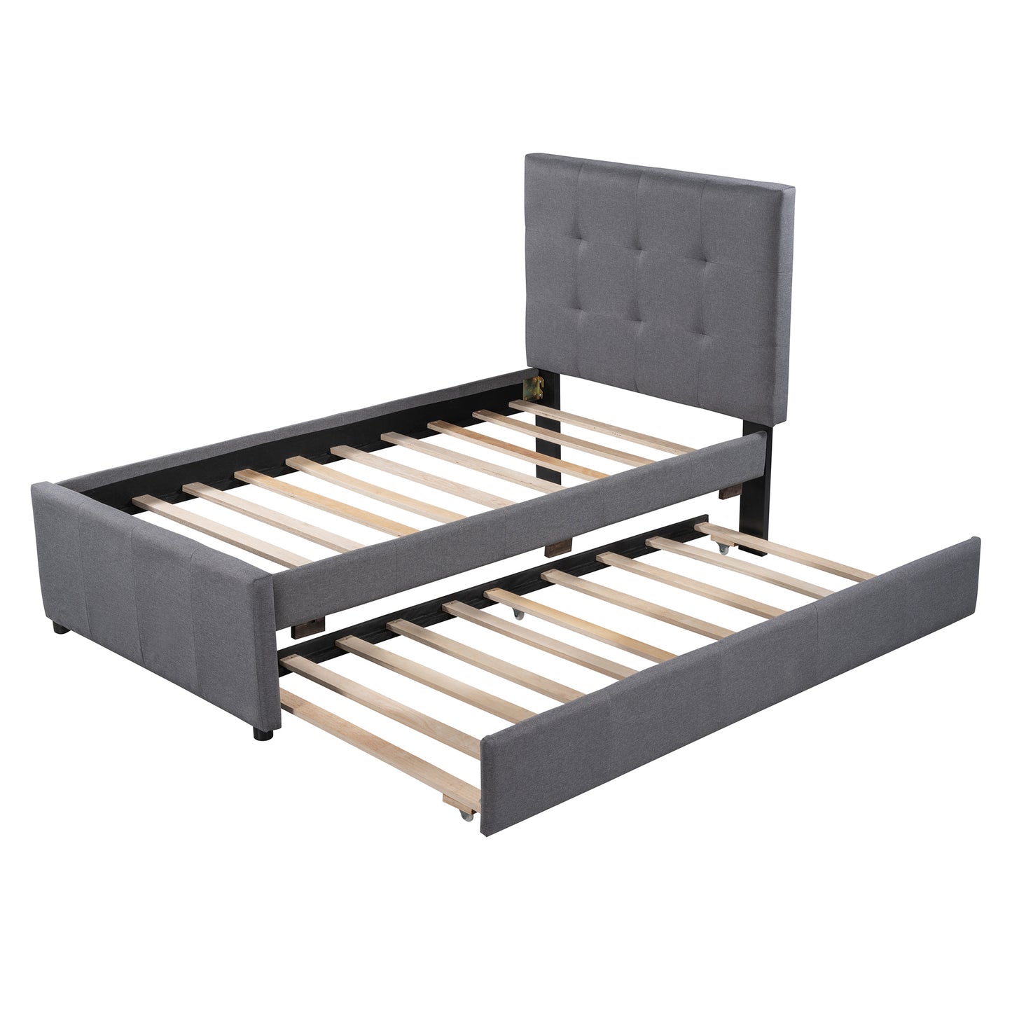 Linda Twin Platform Bed & Trundle Set - Gray