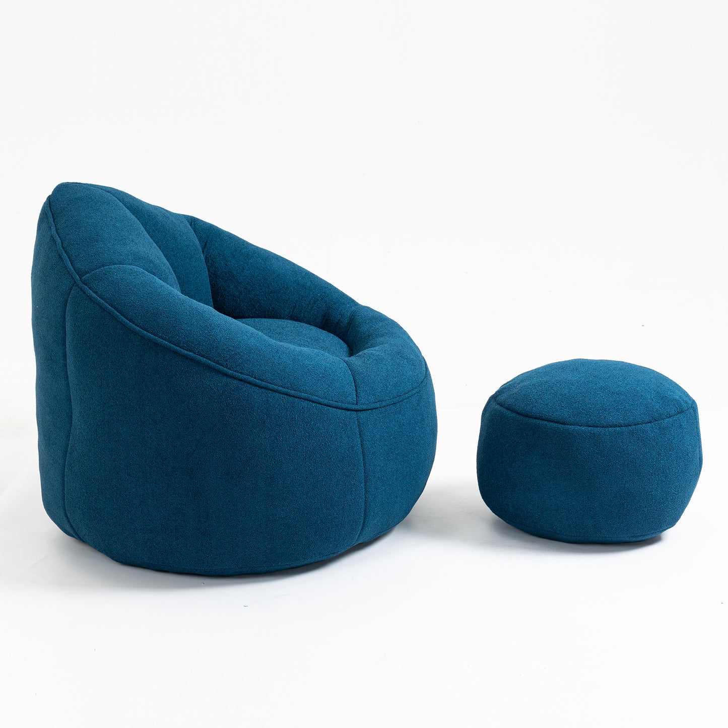 Fox 2-Piece Microfiber Beanbag Chair & Ottoman, Blue