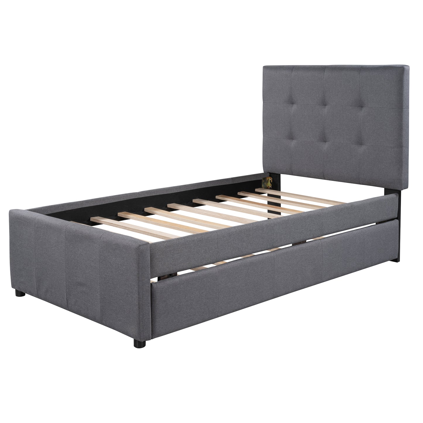 Linda Twin Platform Bed & Trundle Set - Gray