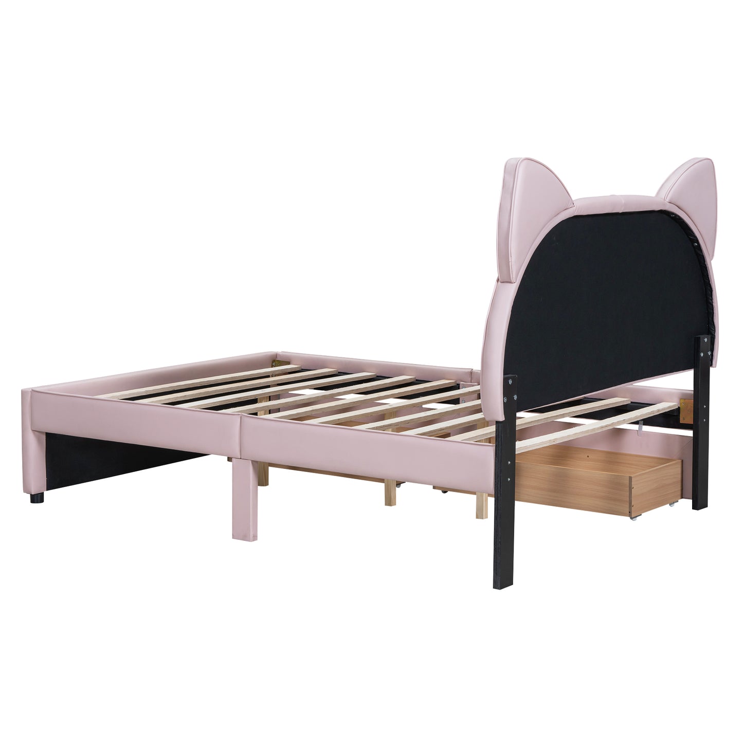 Brandy Full Size Platform Bed with Cartoon Ears - Pink