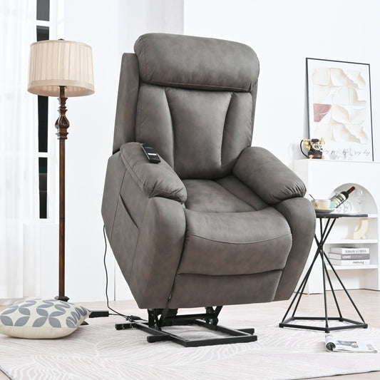 Fiala Power Lift Recliner with USB, Side Pocket, & Light, Gray