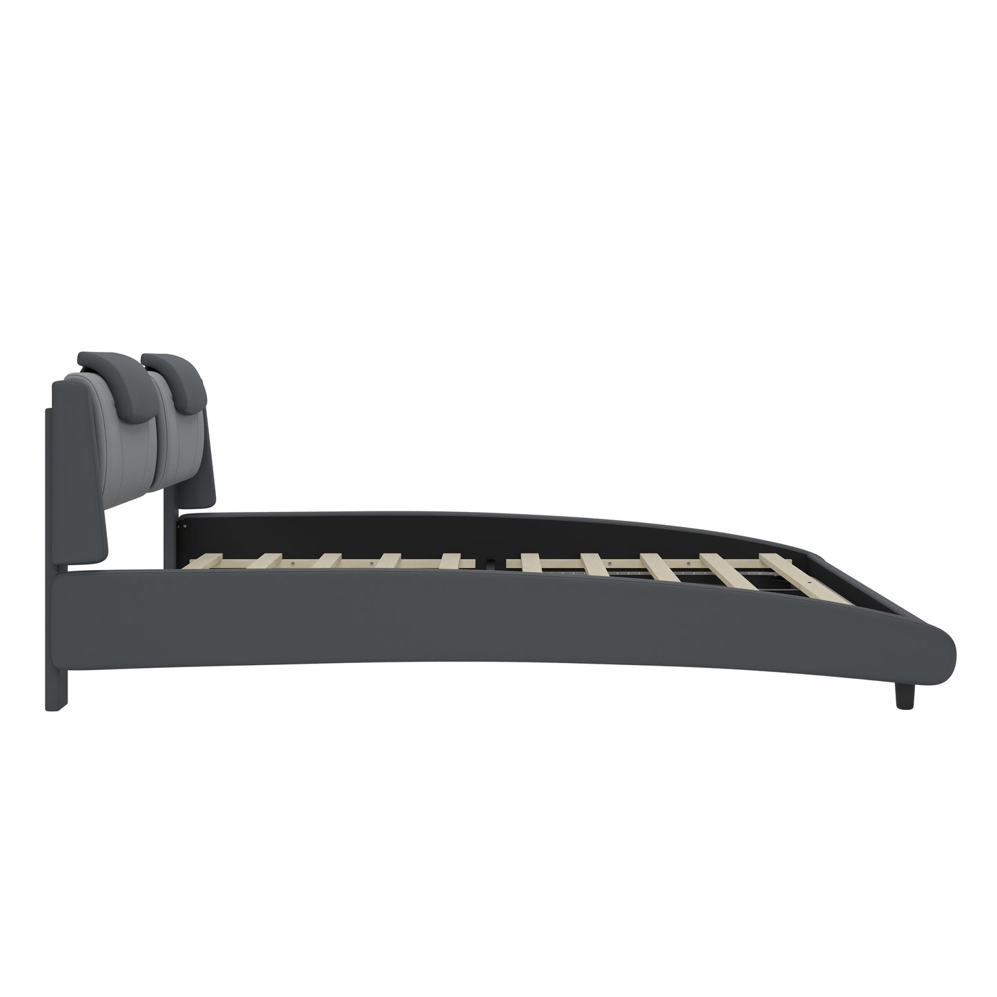 Solace Modern Faux Leather Full Platform Bed with LED Lighting