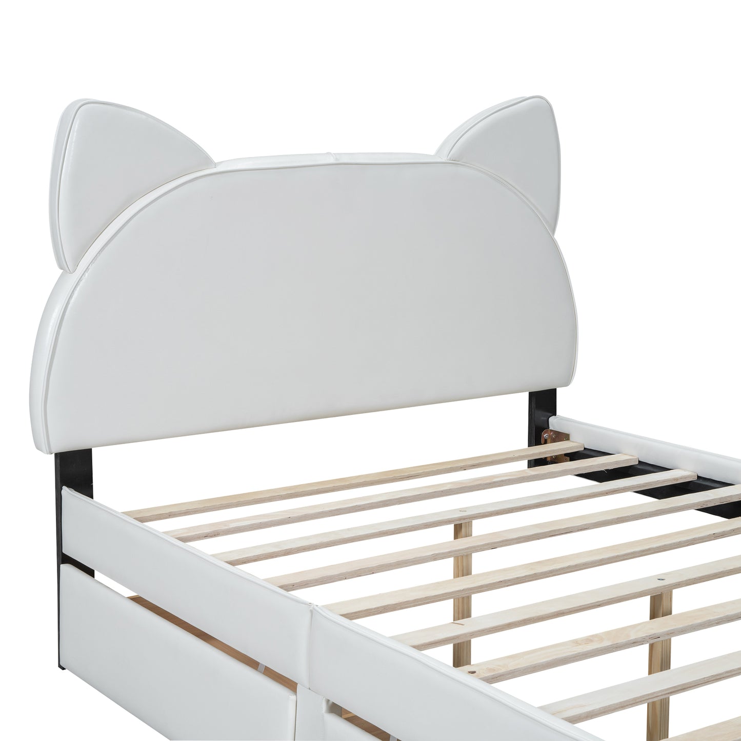 Brandy Full Size Platform Bed with Cartoon Ears - White