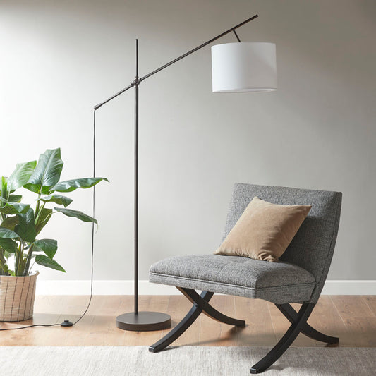 Keller Adjustable Arched Floor Lamp with Drum Shade