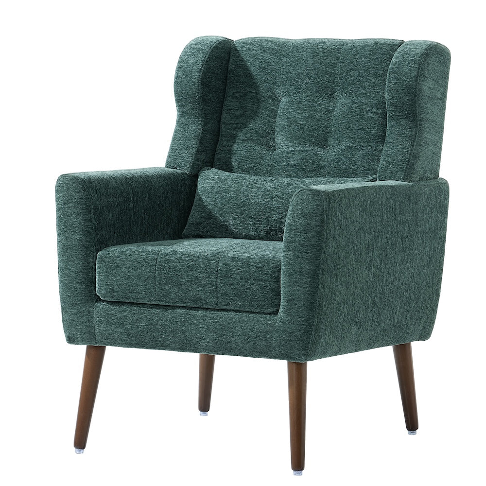 Mork Mid-Century Modern Chenille Arm Chair - Green