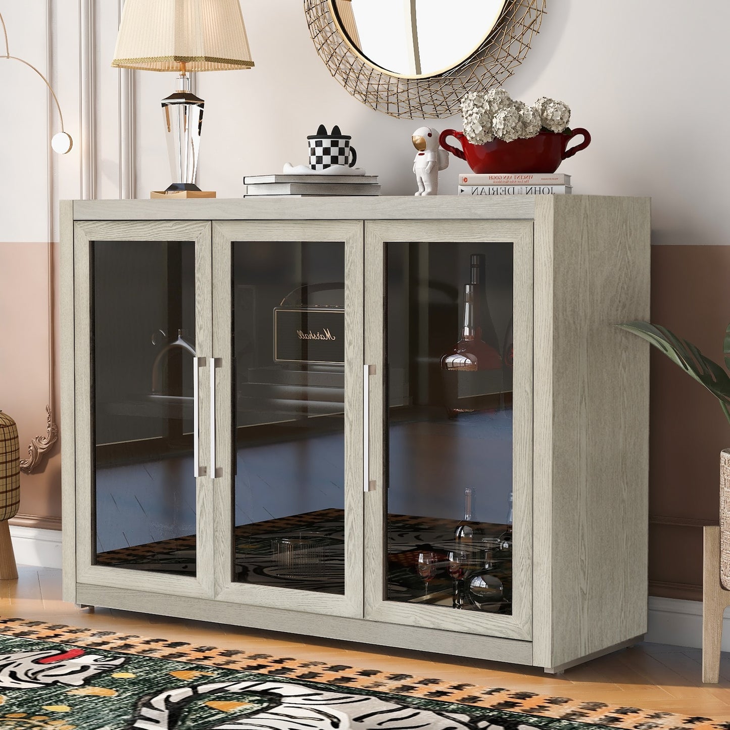 Solstice 3-Door Wooden Cabinet - Champagne