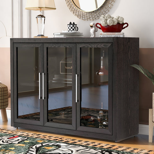 Solstice 3-Door Wooden Cabinet - Dark Walnut