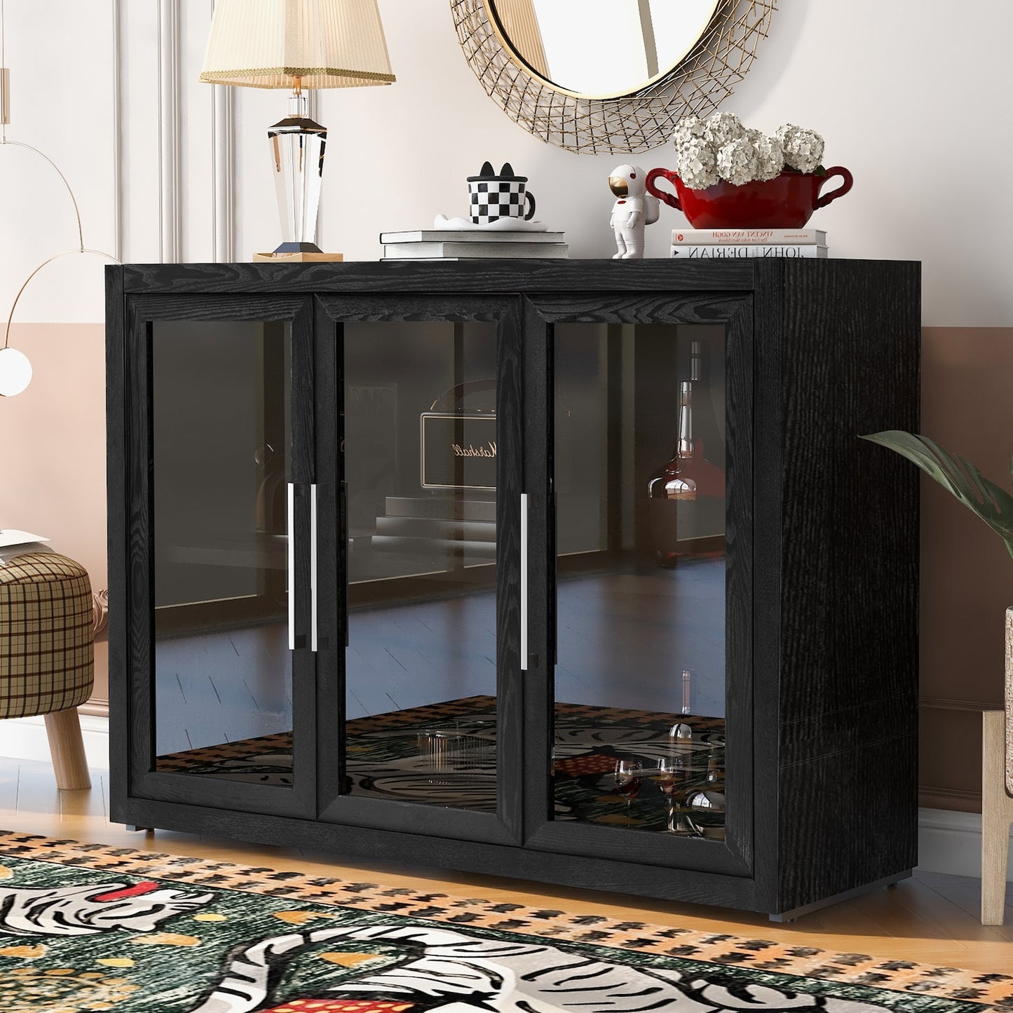 Solstice 3-Door Wooden Cabinet - Black