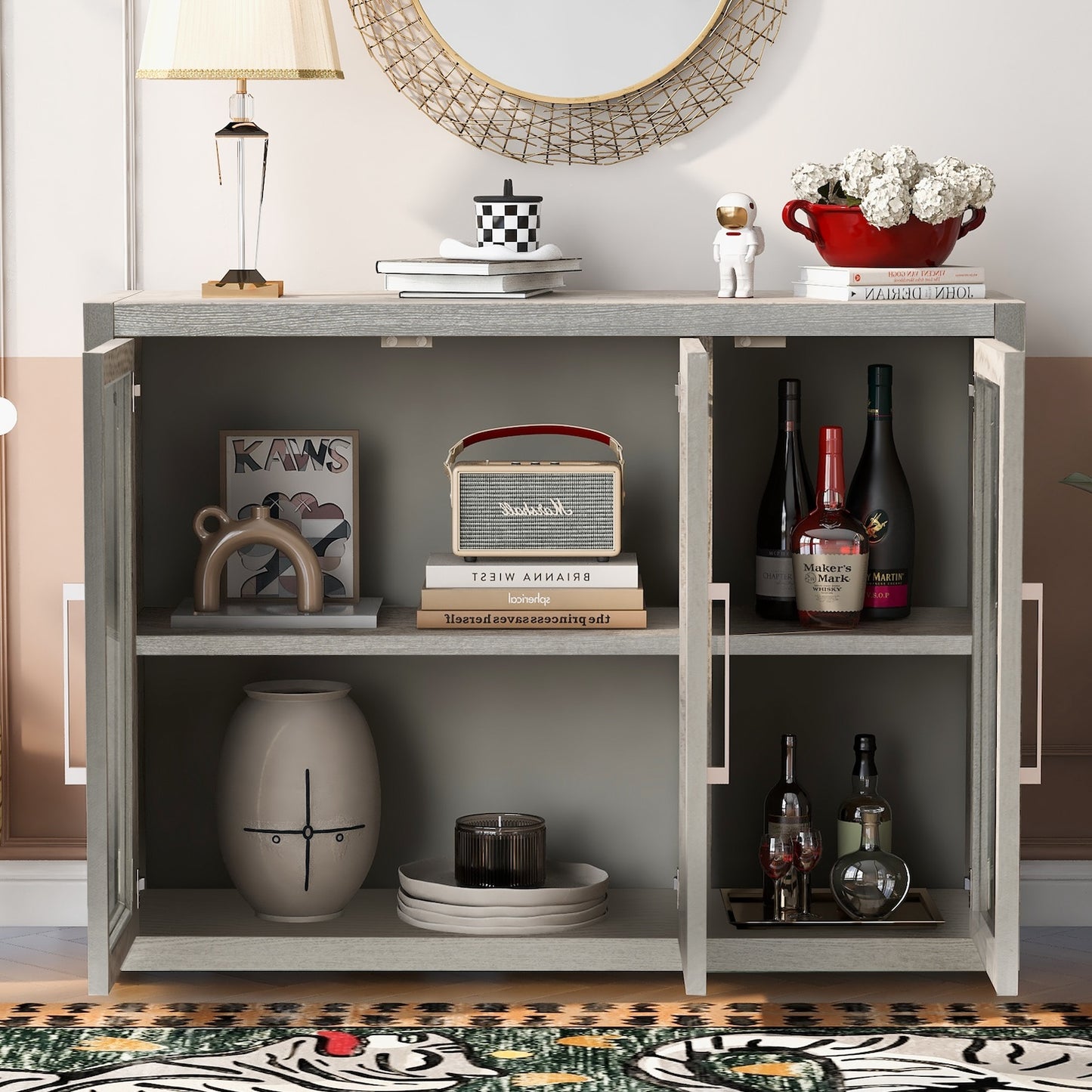 Solstice 3-Door Wooden Cabinet - Champagne