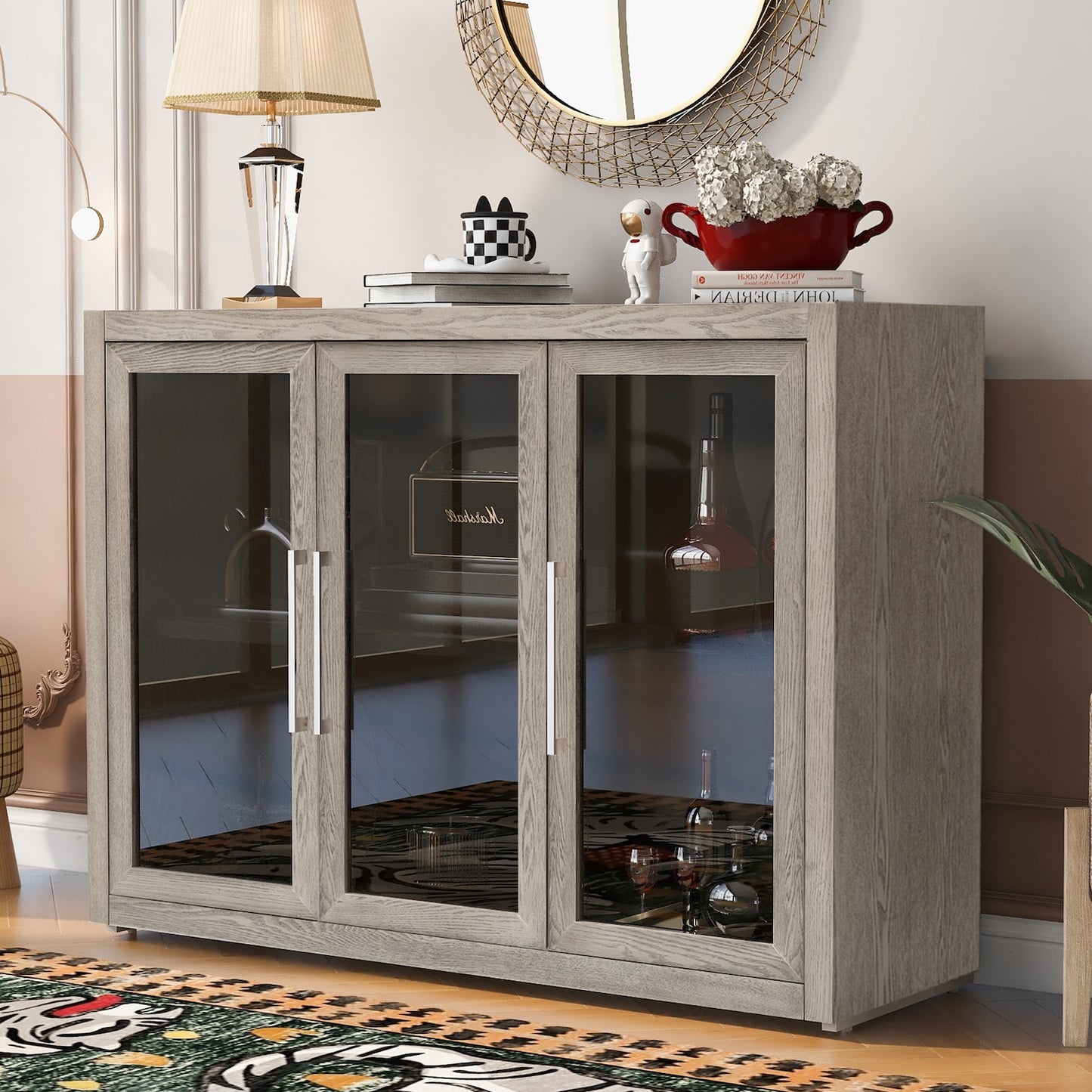 Solstice 3-Door Wooden Cabinet - Gray