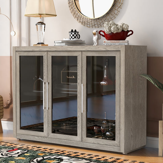 Solstice 3-Door Wooden Cabinet - Gray