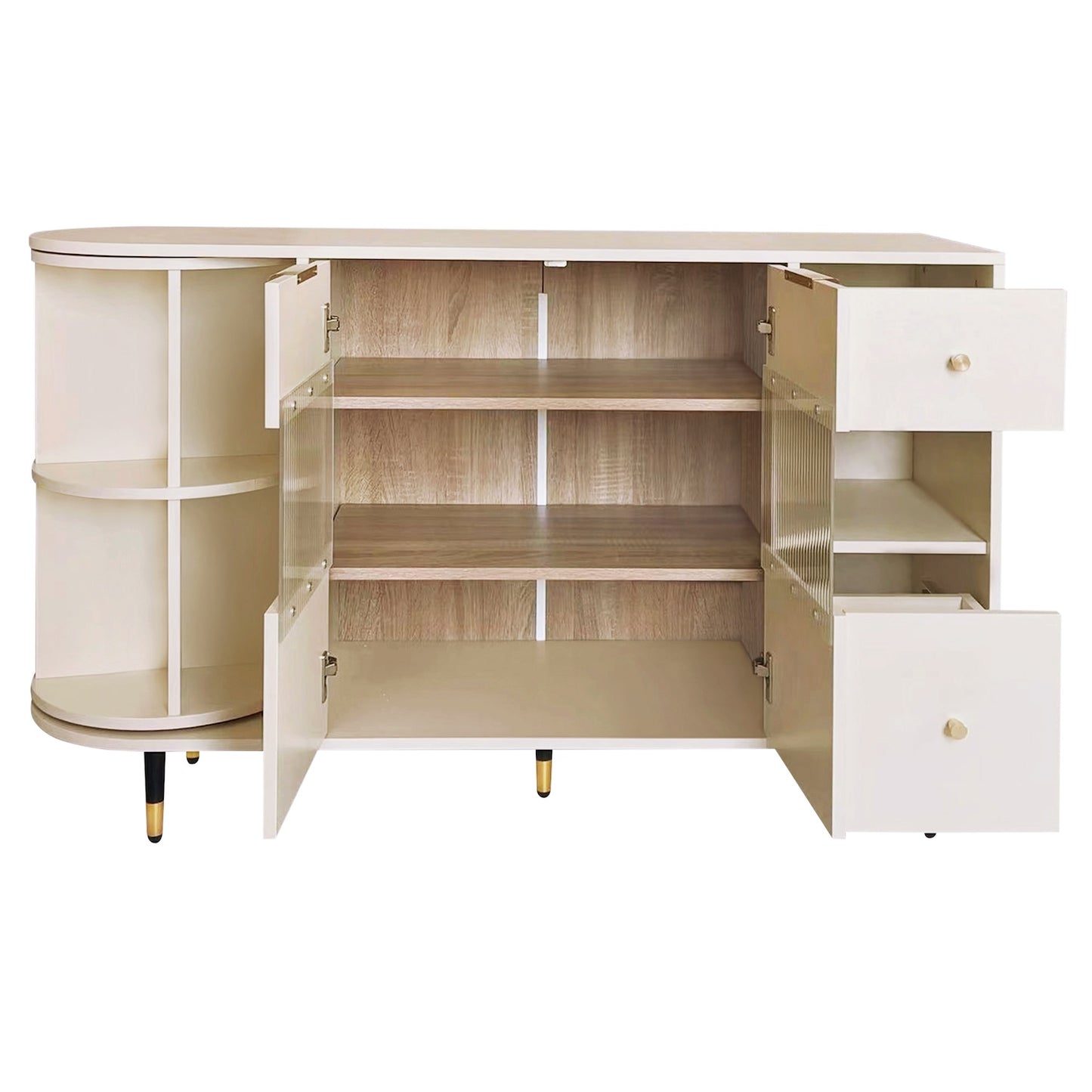 Zenith Retro Style Cabinet with Rotating Storage - Beige