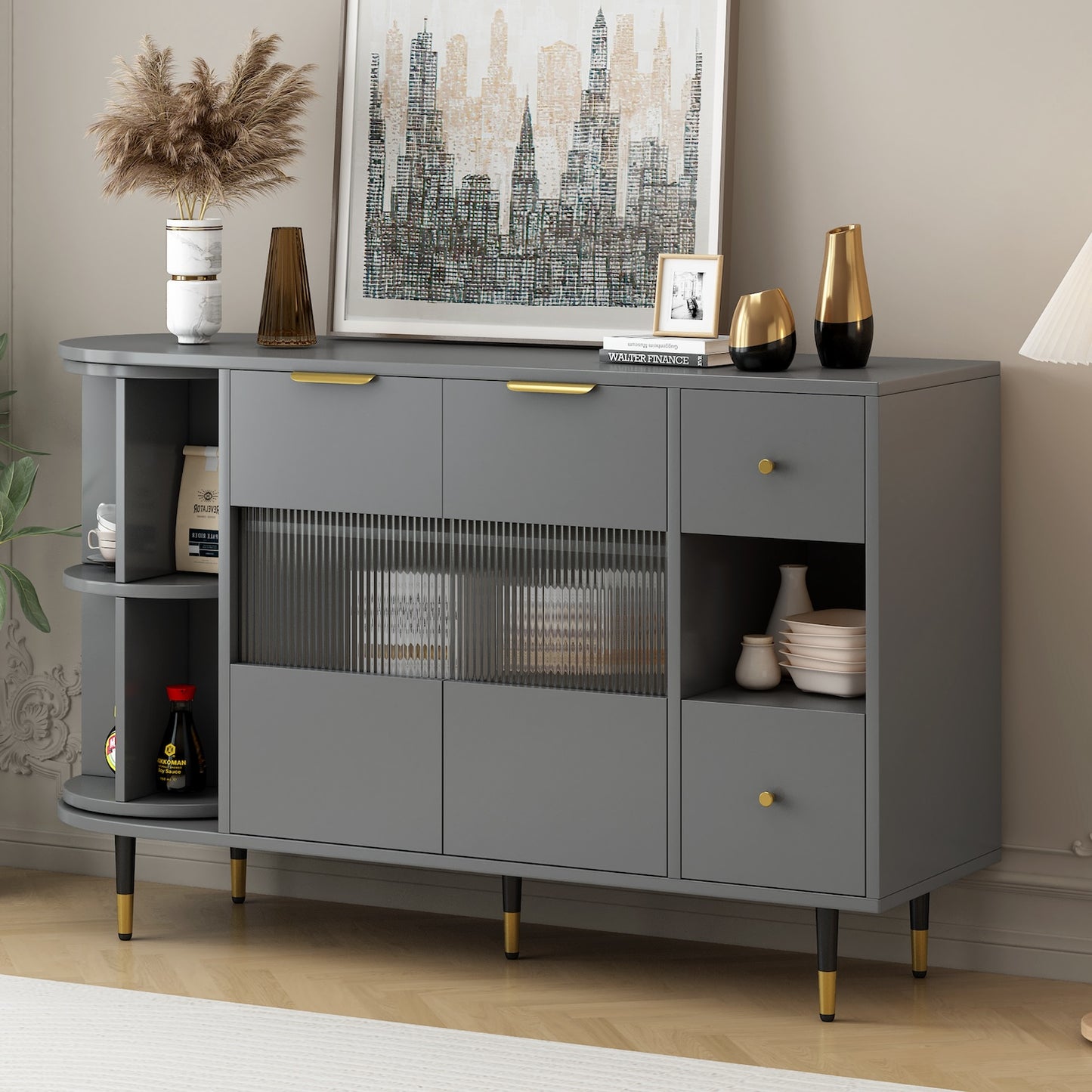 Zenith Retro Style Cabinet with Rotating Storage - Gray