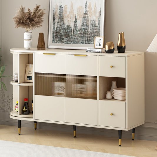 Zenith Retro Style Cabinet with Rotating Storage - Beige