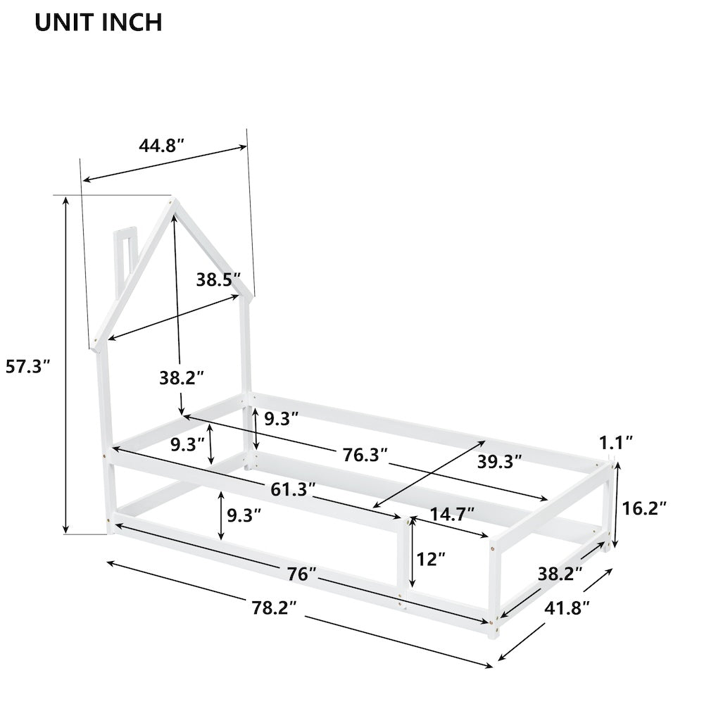 Anderson Twin Size Wooden Bed with House Shape Headboard