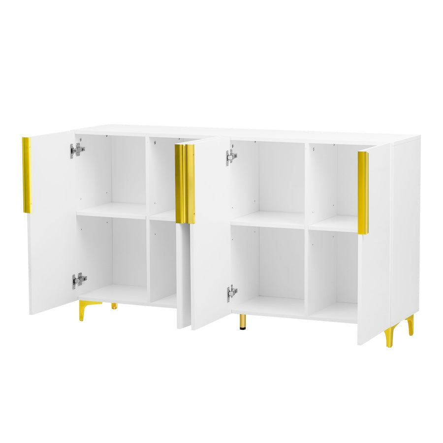 Ondine Modern High Gloss Accent Cabinet with Golden Handles