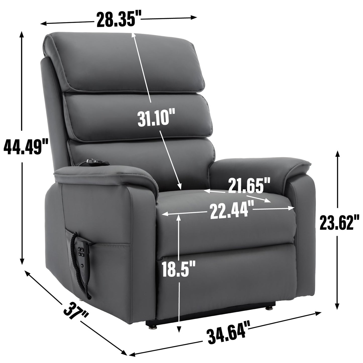 Verity Cat-proof Leather Power Lift Recliner, Gray