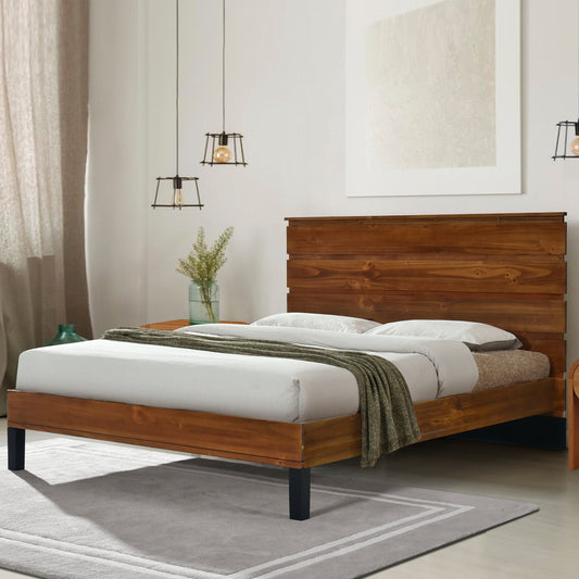 Jane Mid-Century Modern Full Platform Bed with Black Legs