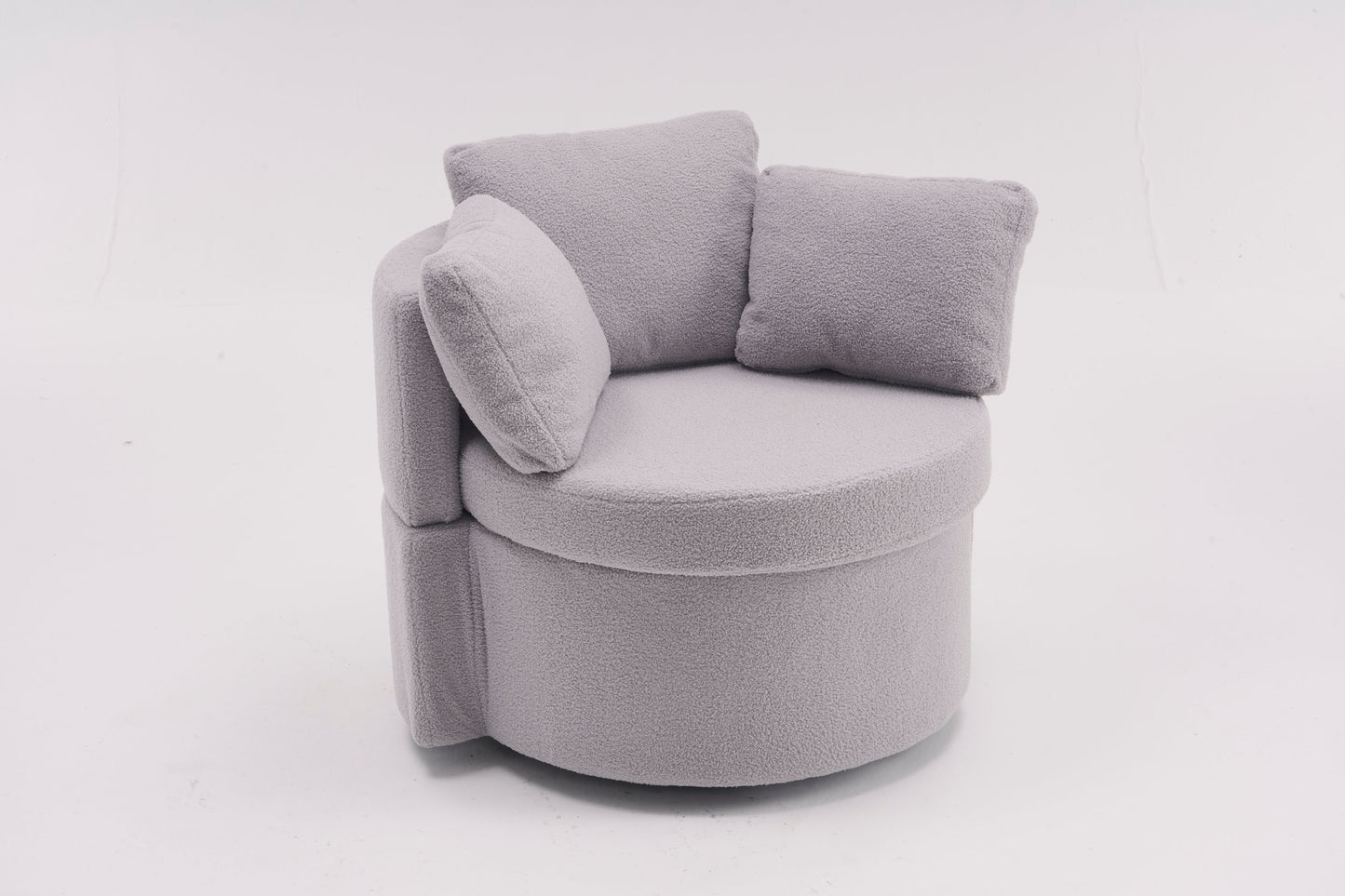 Tilly Teddy Fabric Akili Swivel Chair with Storage - Gray