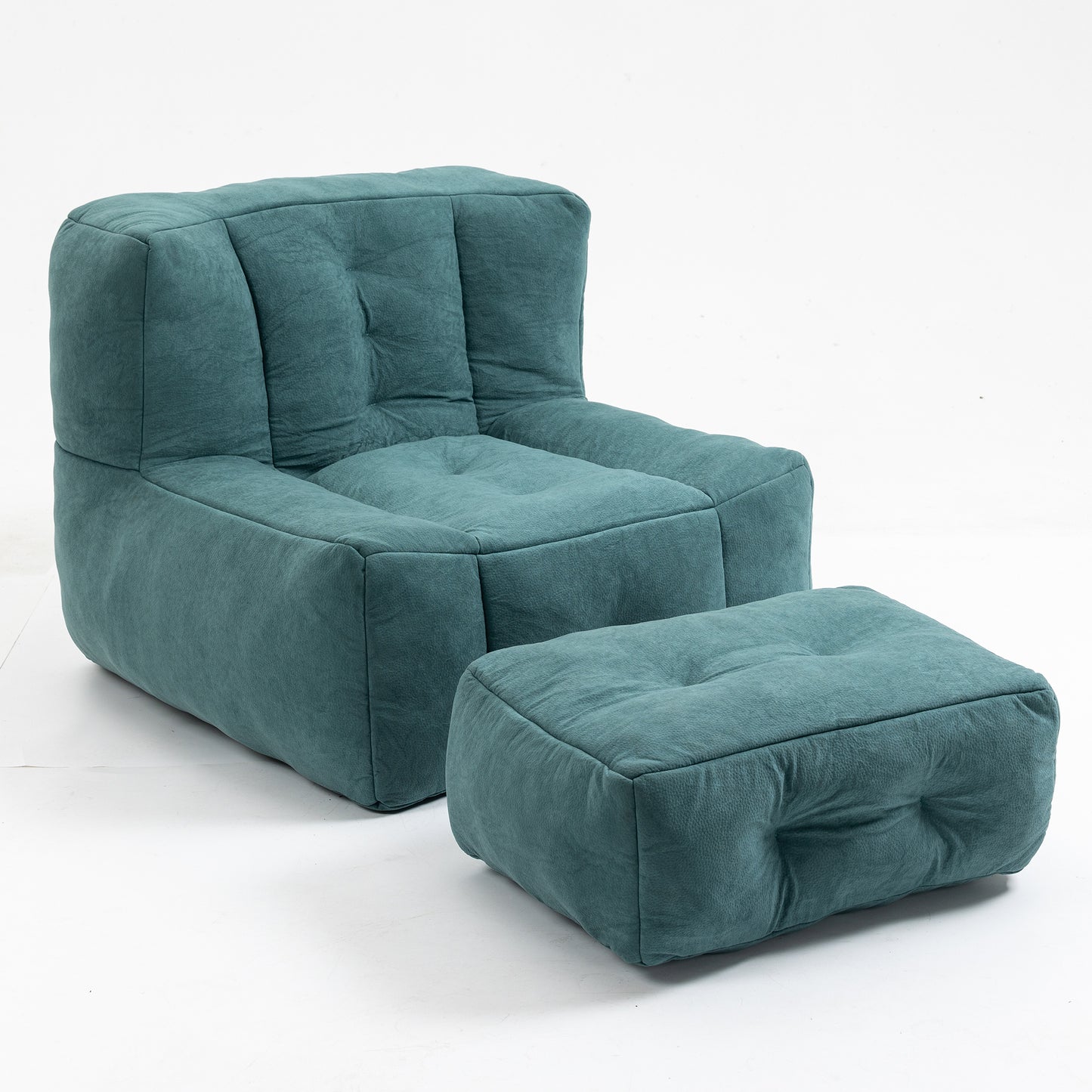 Halston 2-Piece Velvet Bean Bag Chair & Ottoman, Green